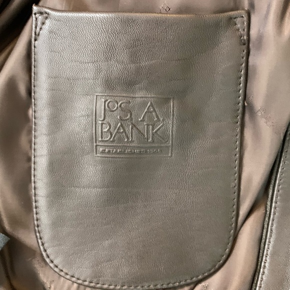 Jos. A. Bank jacket leather NWT medium bomber brown full zip - Picture 8 of 9